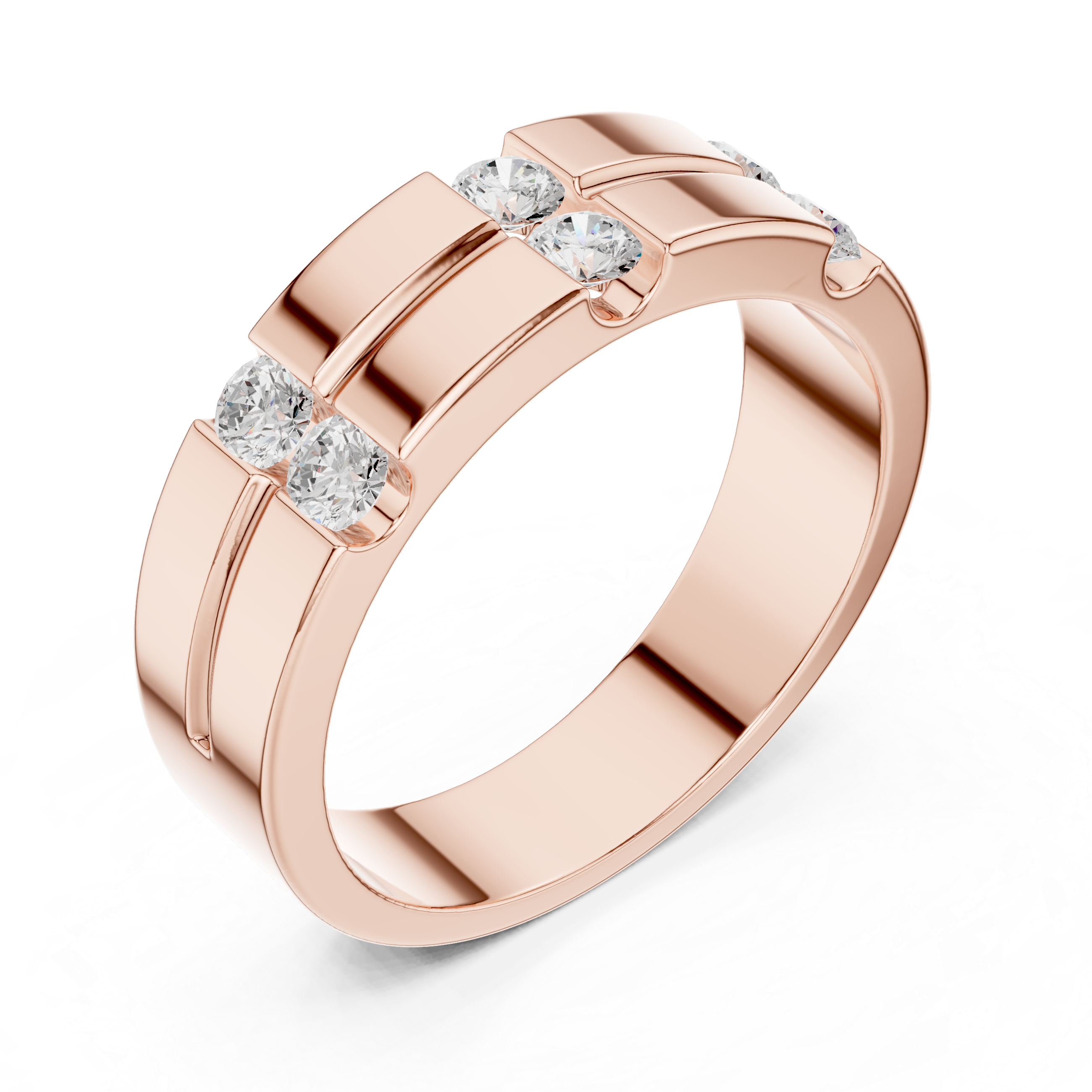 0.39 CT Six Stone Diamond Men's Wedding Ring
