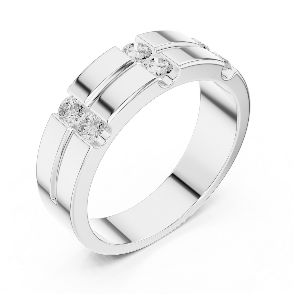 0.39 CT Six Stone Diamond Men's Wedding Ring