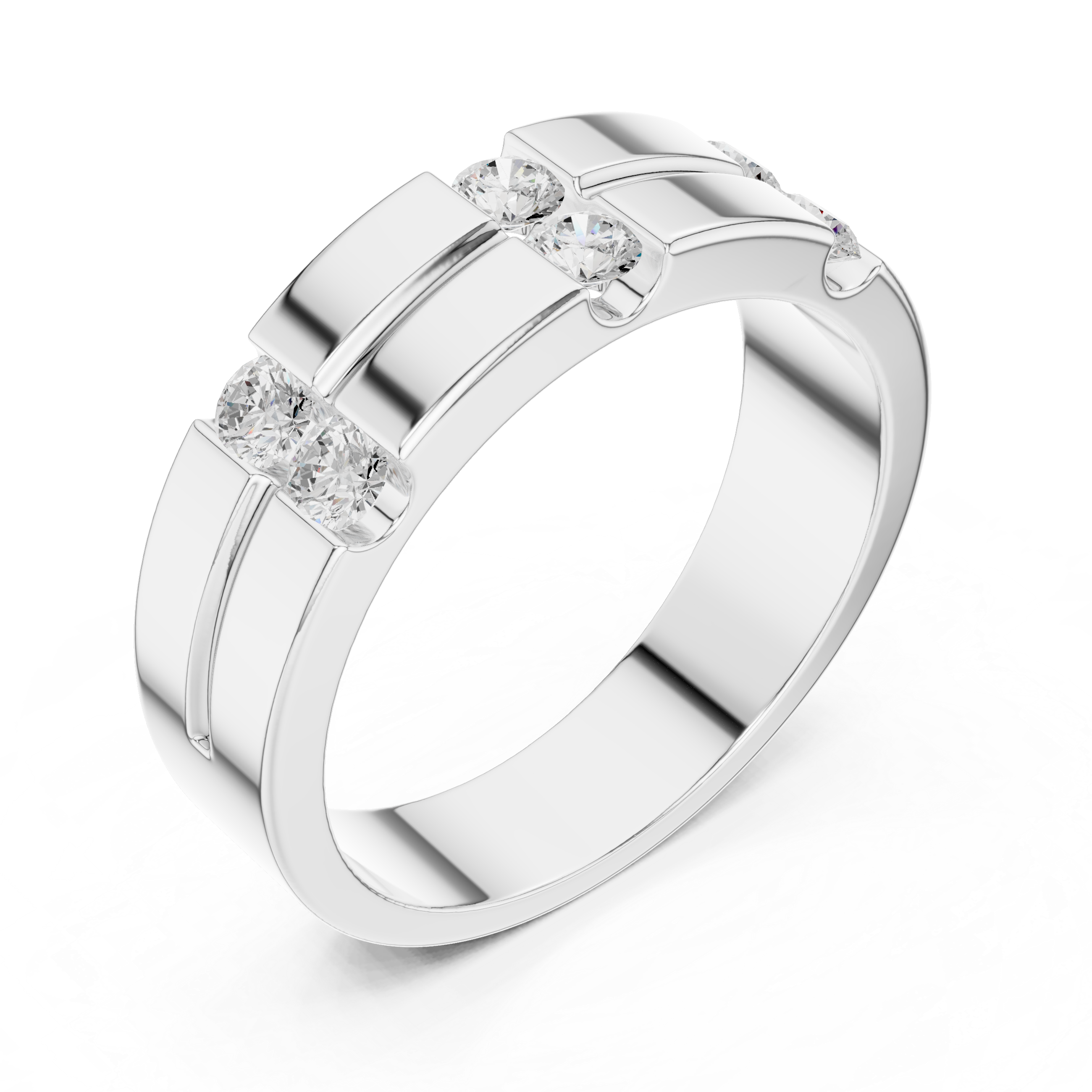 0.39 CT Six Stone Diamond Men's Wedding Ring