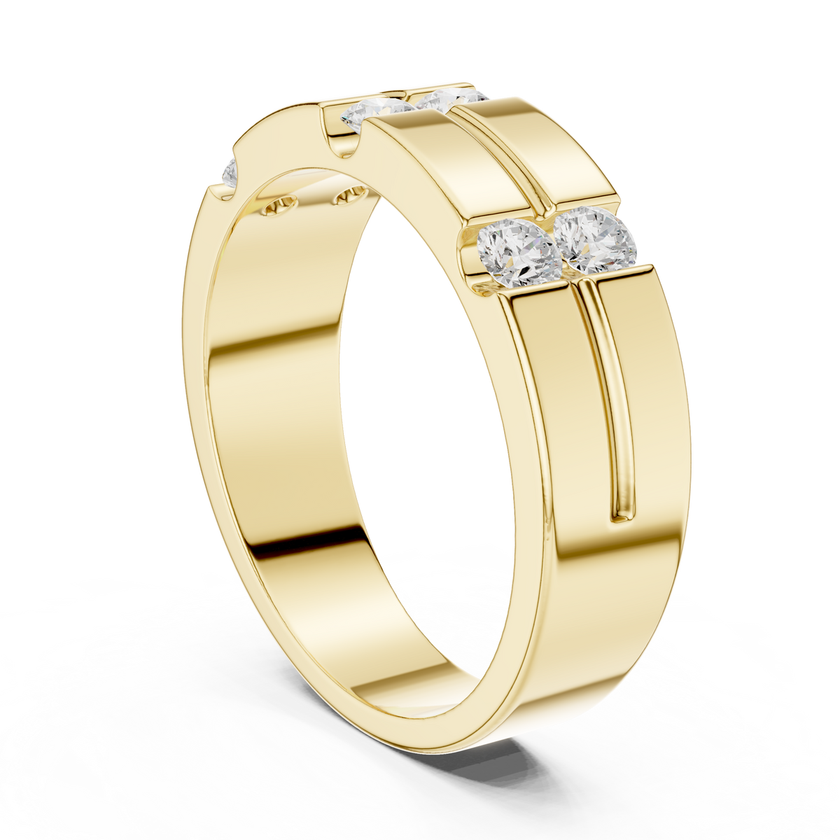 Six Stone Diamond Men's Wedding Ring – view 10 of 12, lab grown diamond ring | Jewelix Atelier