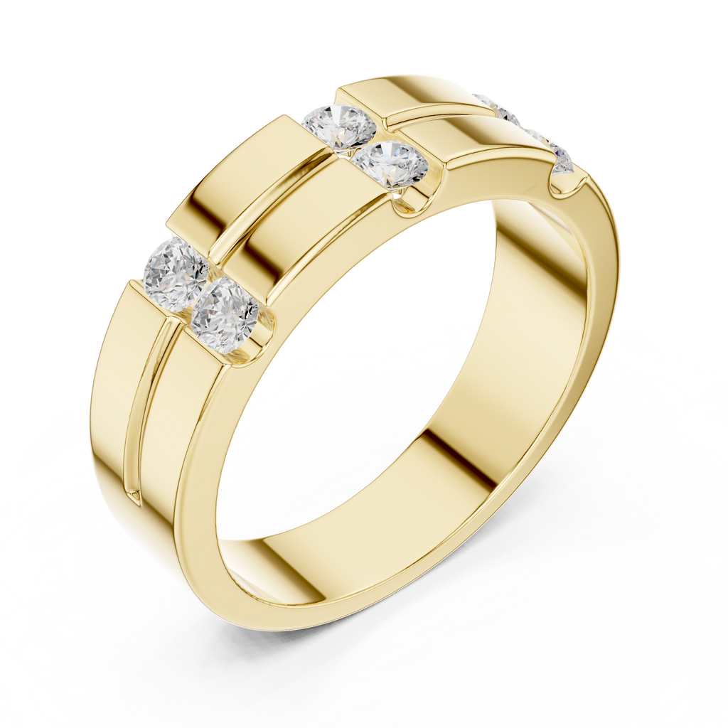 0.39 CT Six Stone Diamond Men's Wedding Ring