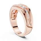 0.59 CT Three Stone Diamond Men's Wedding Ring