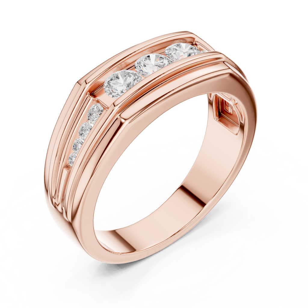 0.59 CT Three Stone Diamond Men's Wedding Ring