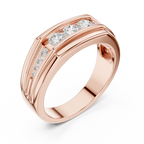 0.59 CT Three Stone Diamond Men's Wedding Ring