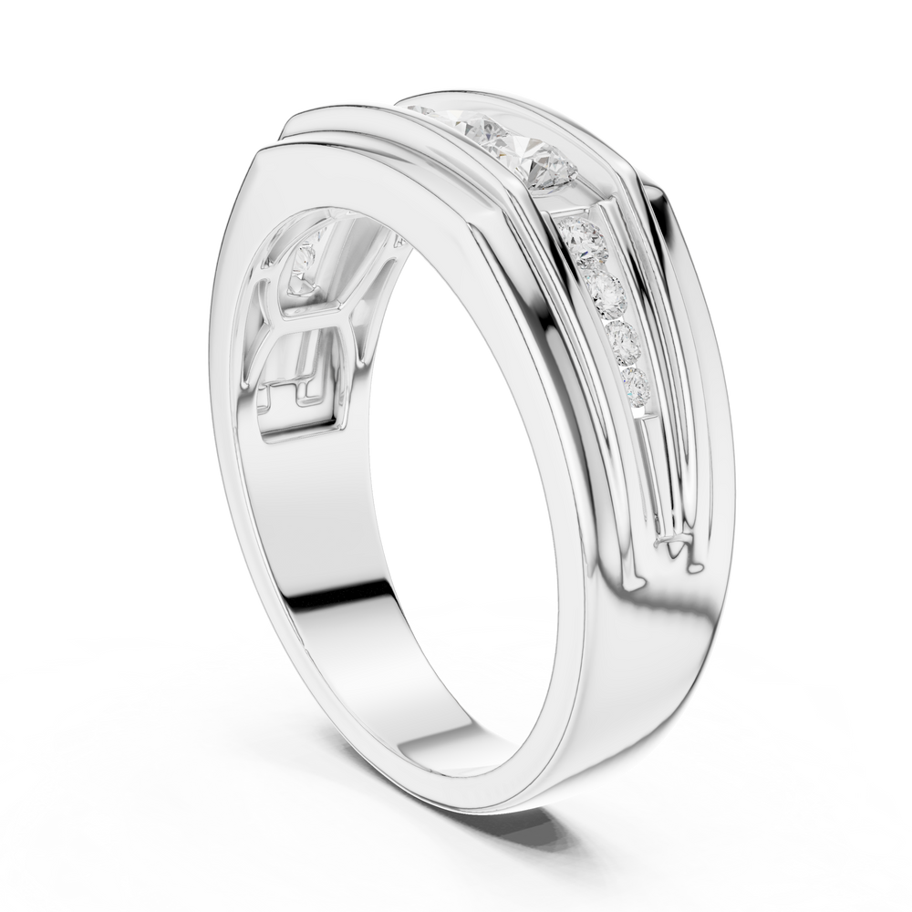 0.59 CT Three Stone Diamond Men's Wedding Ring