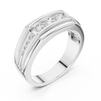 0.59 CT Three Stone Diamond Men's Wedding Ring