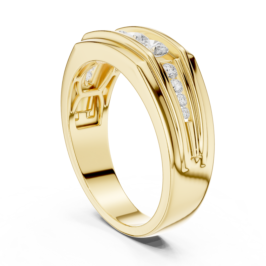 0.59 CT Three Stone Diamond Men's Wedding Ring