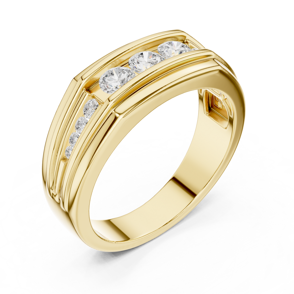 0.59 CT Three Stone Diamond Men's Wedding Ring