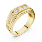 0.59 CT Three Stone Diamond Men's Wedding Ring