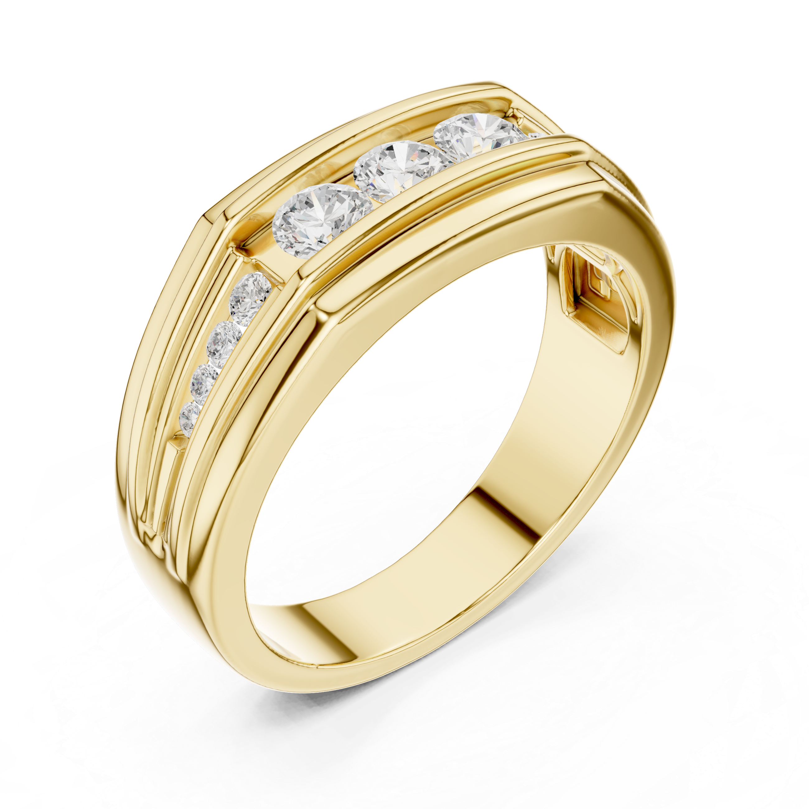 0.59 CT Three Stone Diamond Men's Wedding Ring