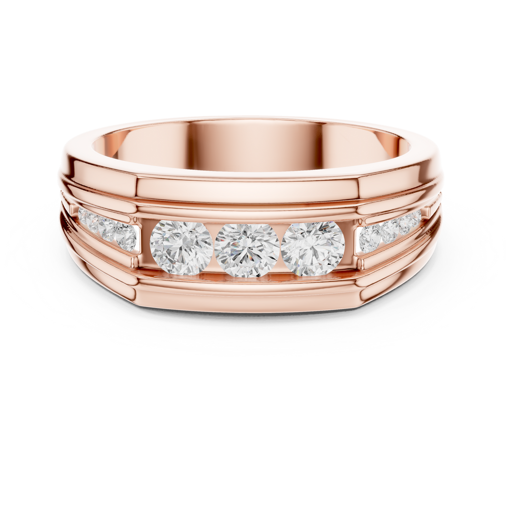 0.59 CT Three Stone Diamond Men's Wedding Ring