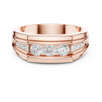 0.59 CT Three Stone Diamond Men's Wedding Ring