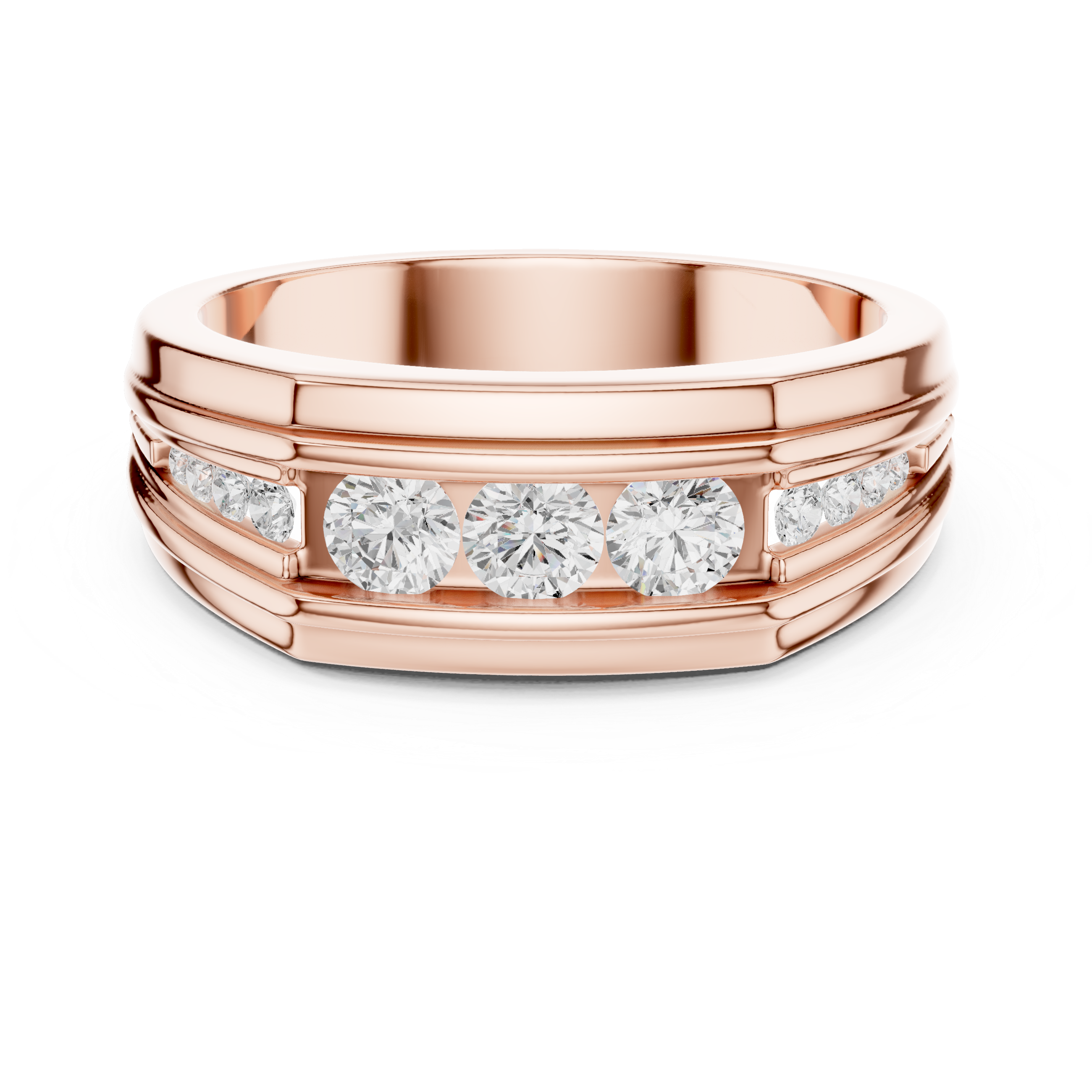 0.59 CT Three Stone Diamond Men's Wedding Ring