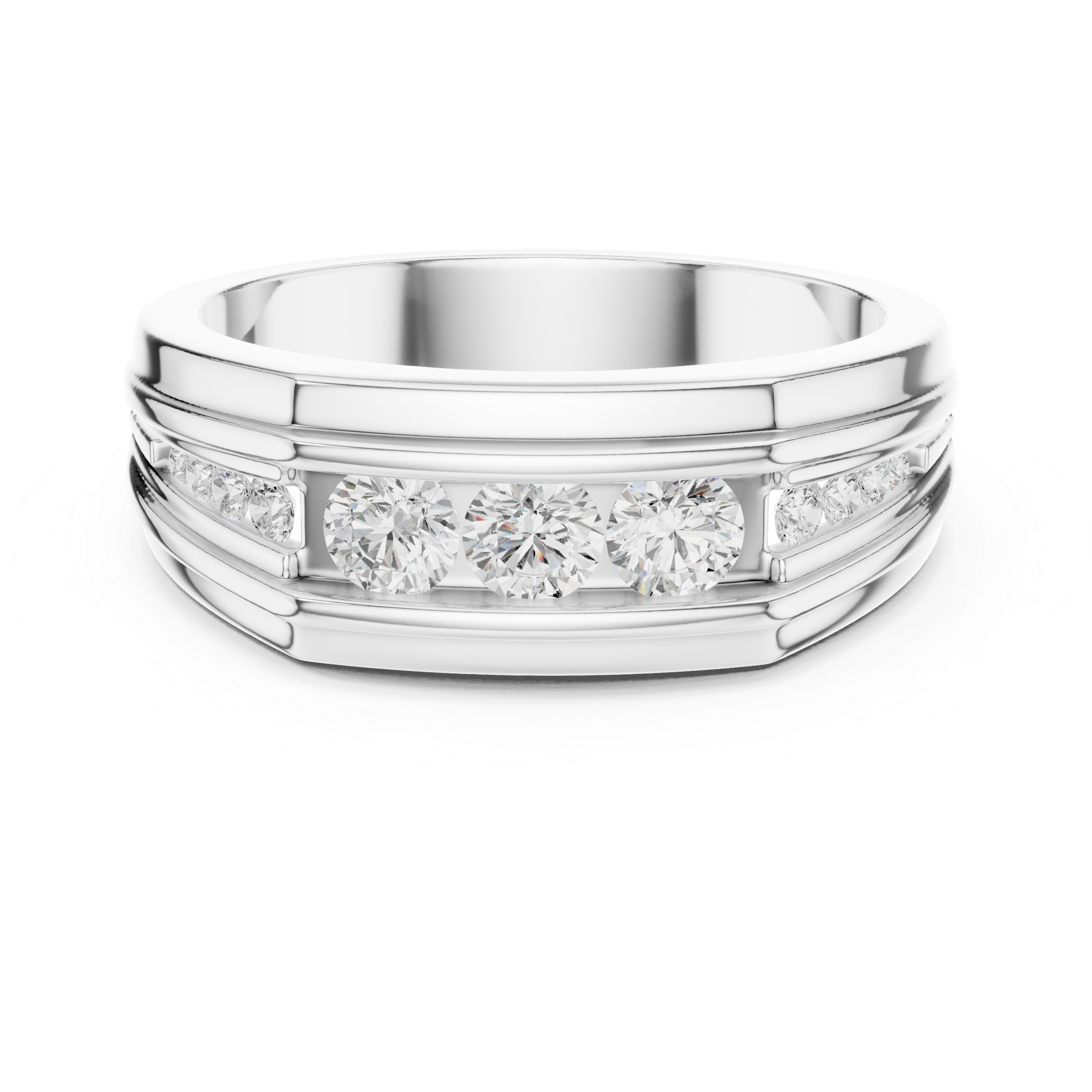 0.59 CT Three Stone Diamond Men's Wedding Ring