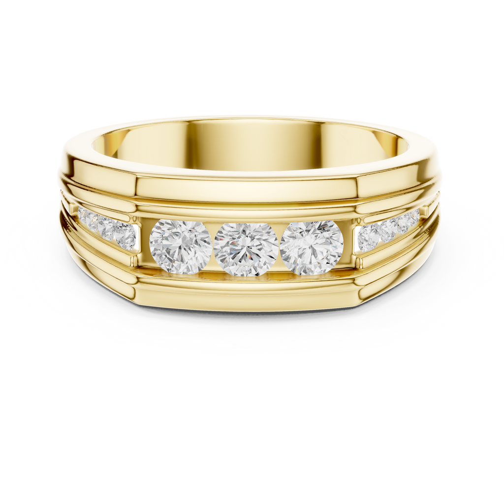0.59 CT Three Stone Diamond Men's Wedding Ring