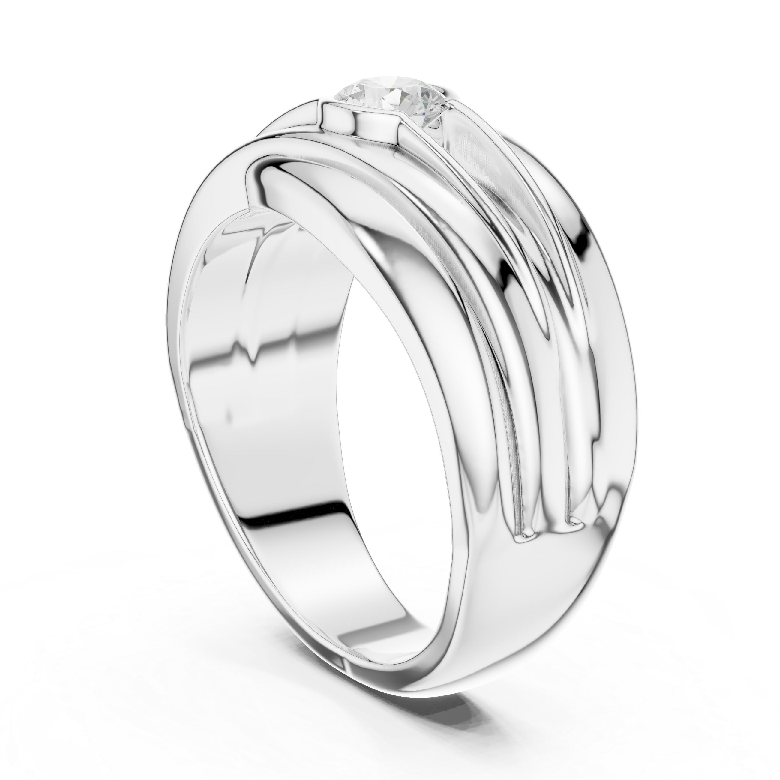 0.47 CT Solitaire Diamond Men's Statement Ring
