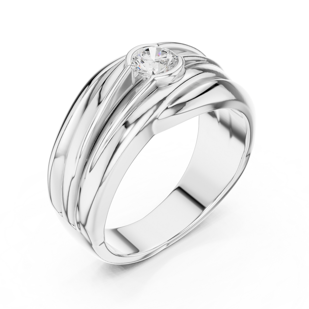 0.47 CT Solitaire Diamond Men's Statement Ring