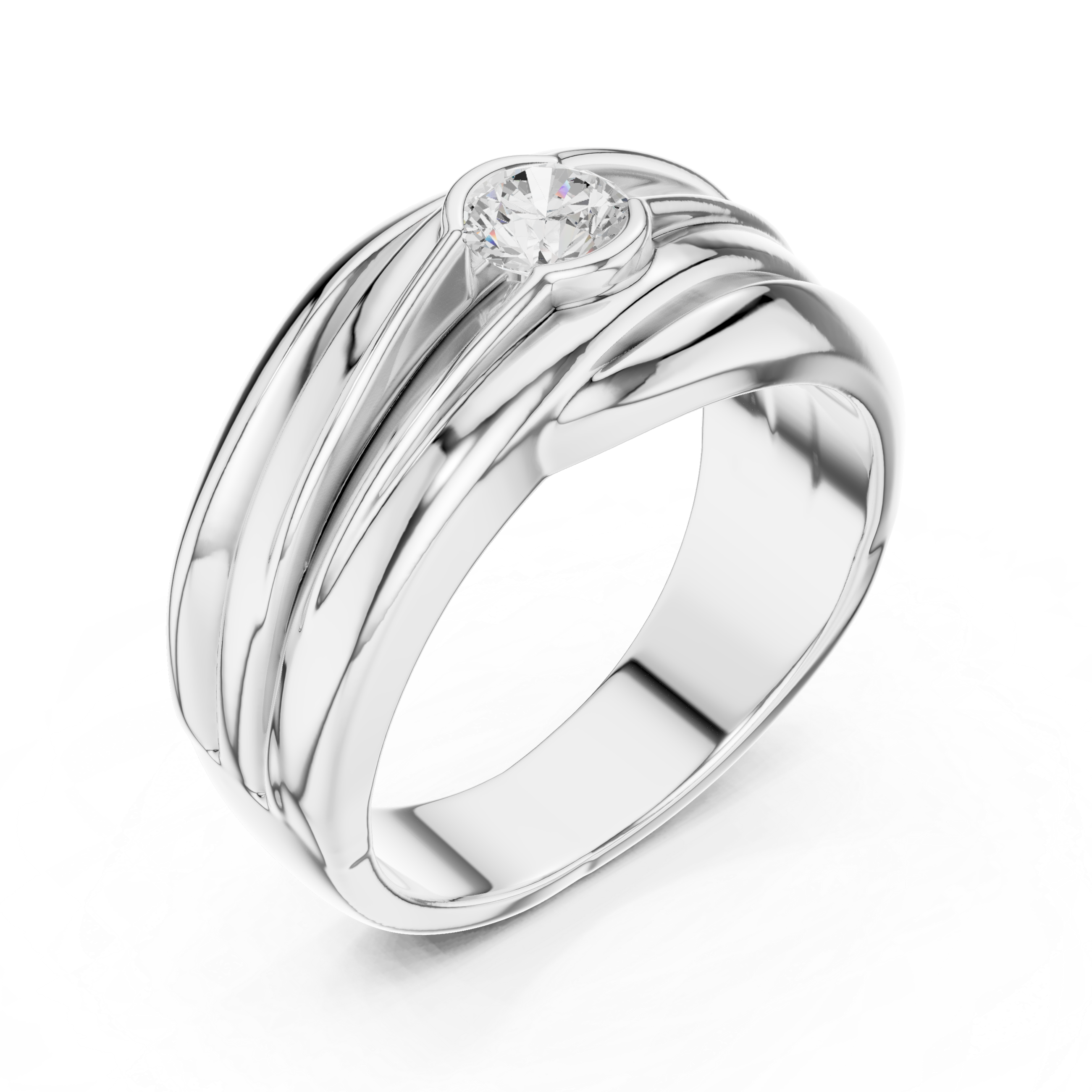 0.47 CT Solitaire Diamond Men's Statement Ring