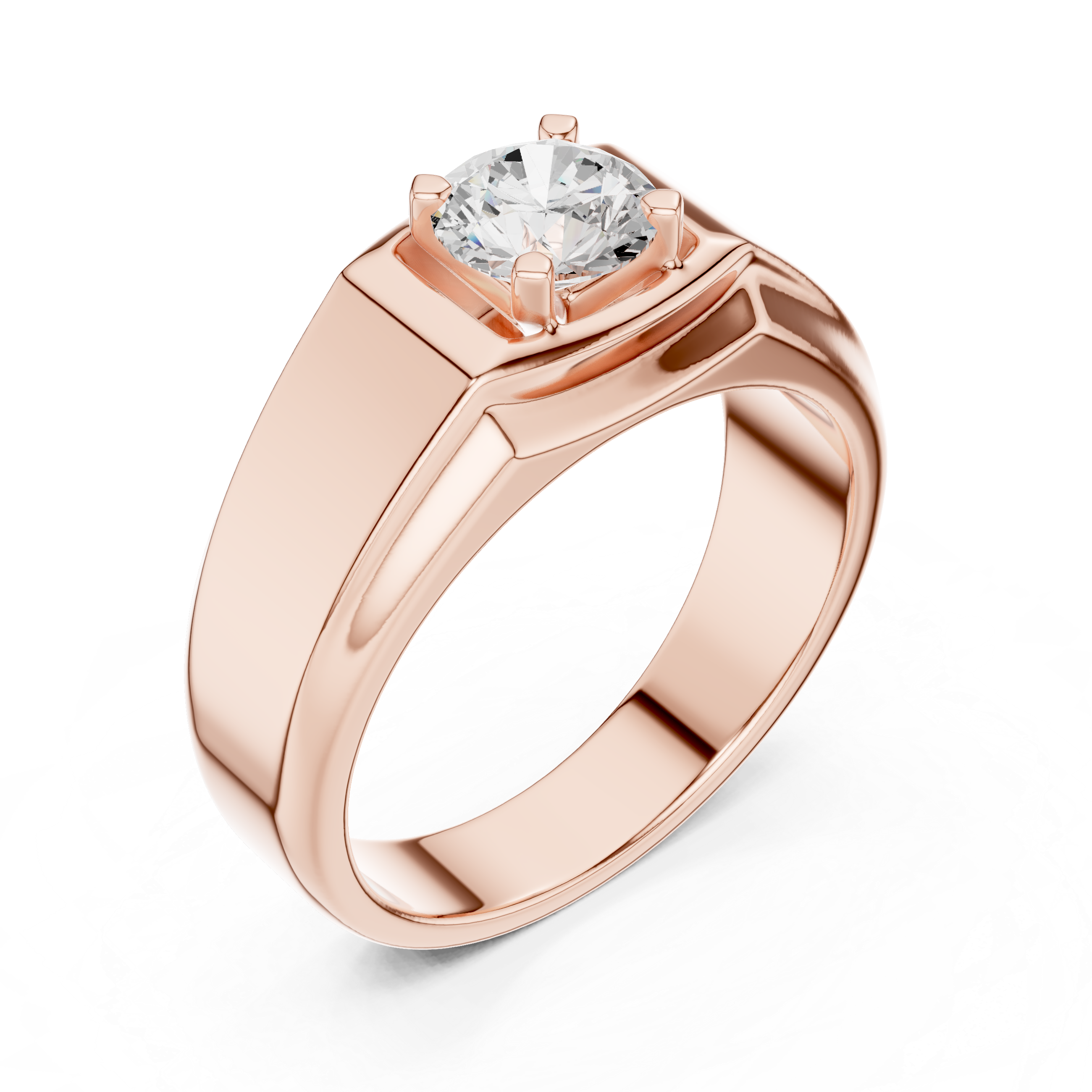 0.85 CT Solitaire Diamond Men's Signet Ring