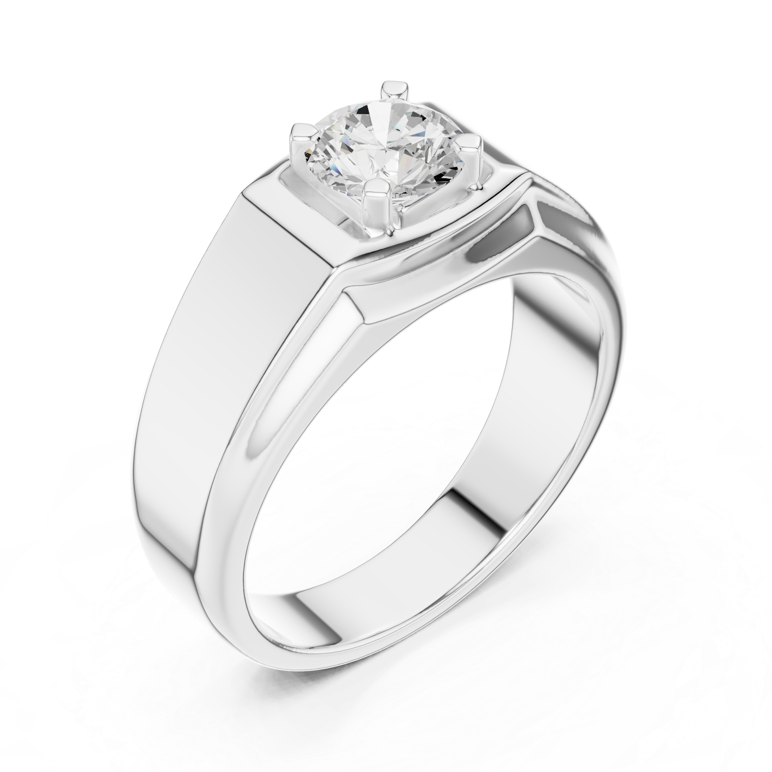0.85 CT Solitaire Diamond Men's Signet Ring