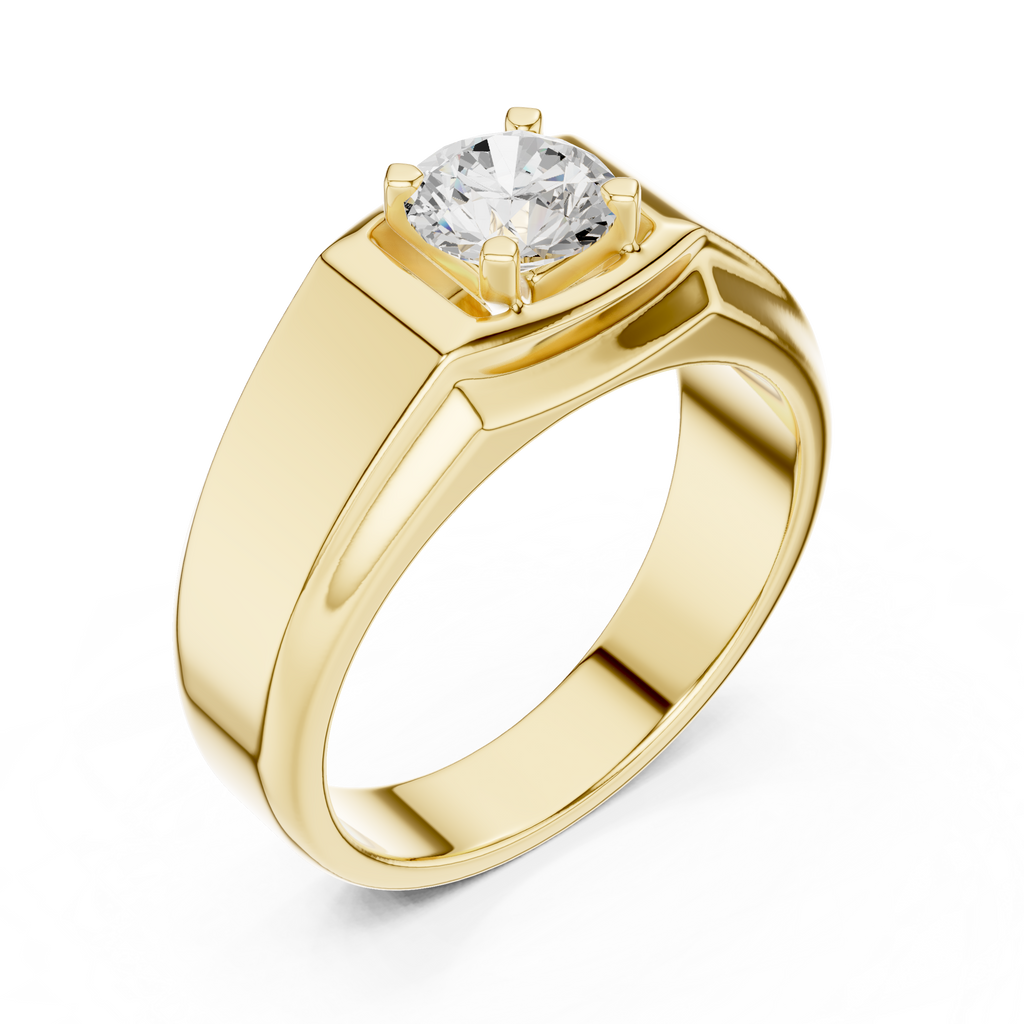 0.85 CT Solitaire Diamond Men's Signet Ring