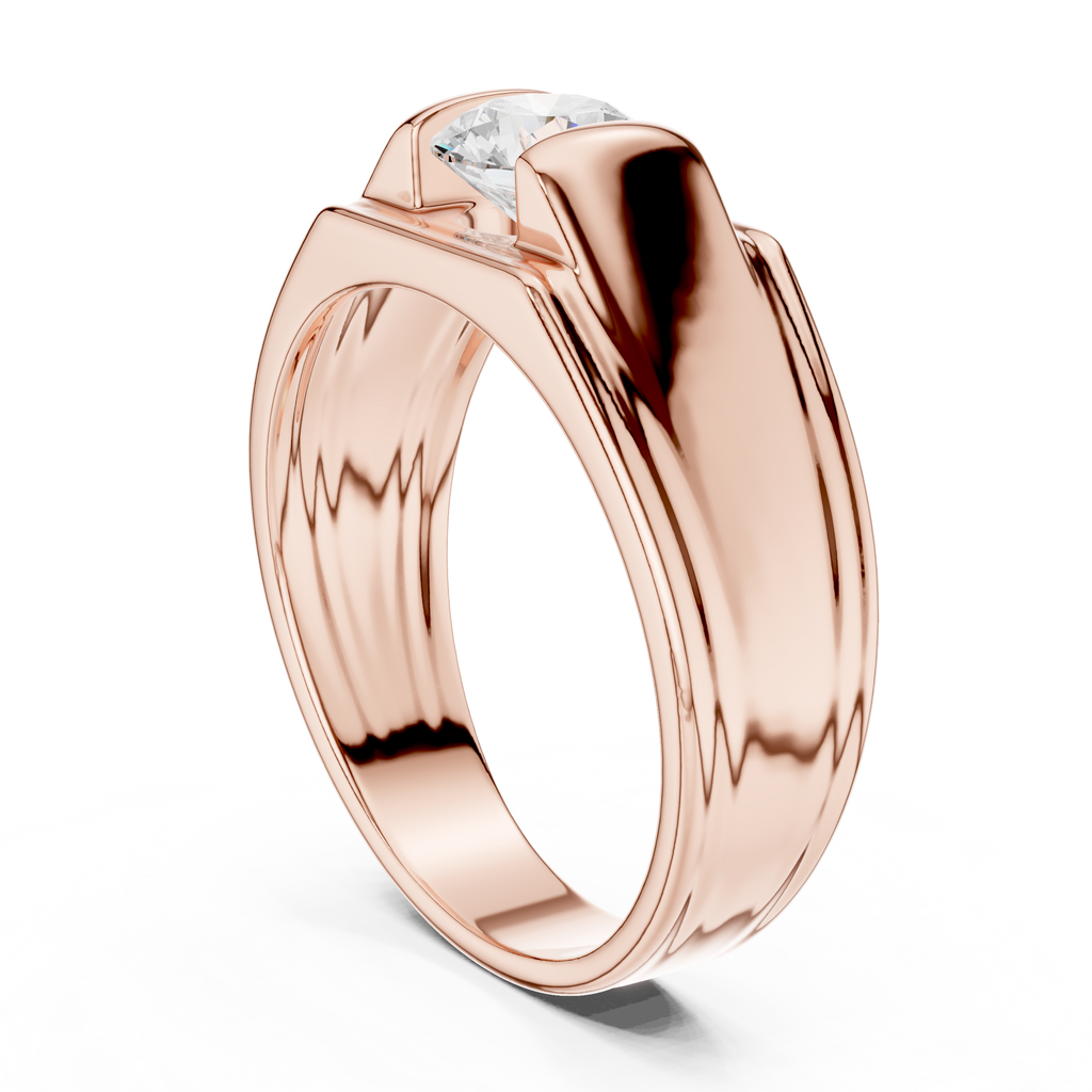 0.70 CT Round Diamond Men's Two-Tone Signet Ring