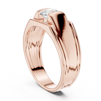 0.70 CT Round Diamond Men's Two-Tone Signet Ring