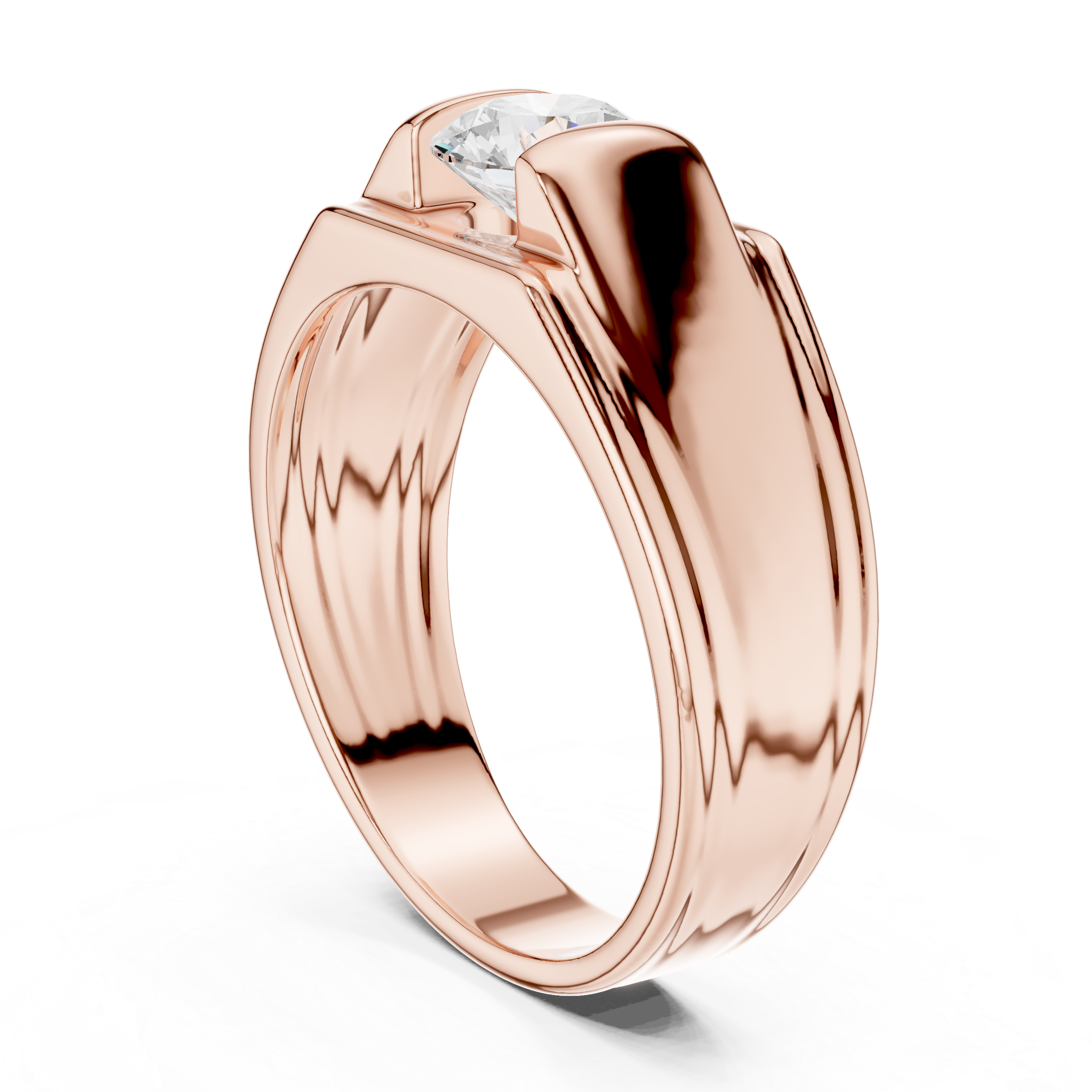 0.70 CT Round Diamond Men's Two-Tone Signet Ring