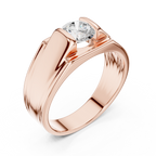0.70 CT Round Diamond Men's Two-Tone Signet Ring