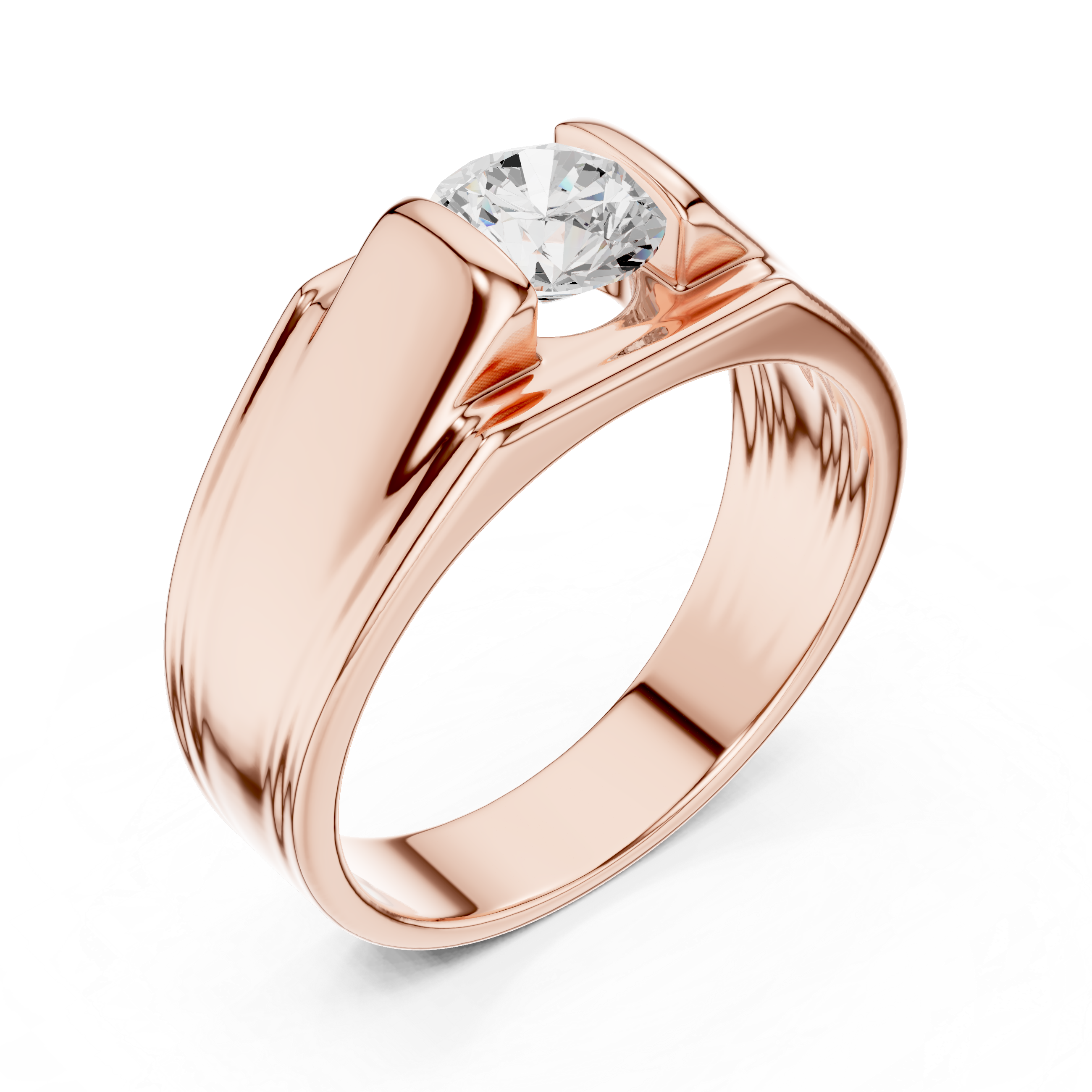 0.70 CT Round Diamond Men's Two-Tone Signet Ring