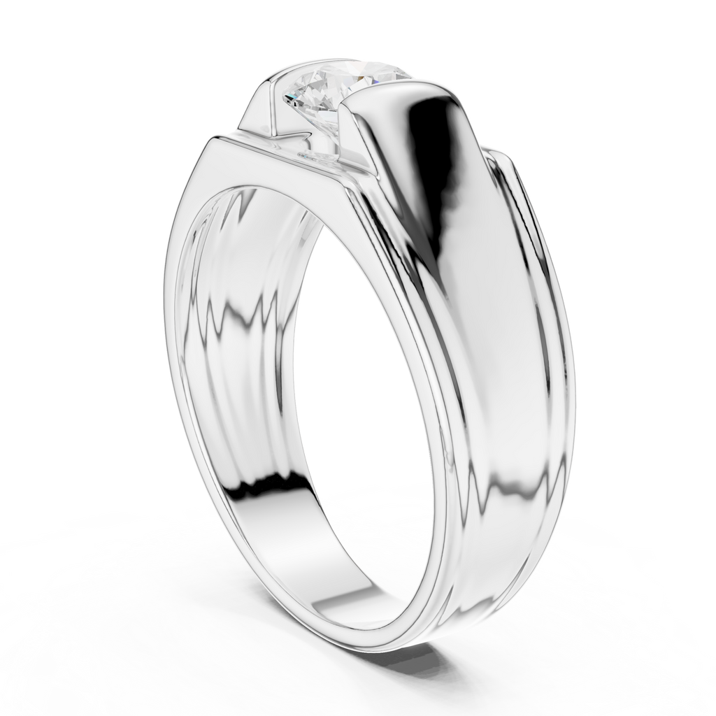 0.70 CT Round Diamond Men's Two-Tone Signet Ring