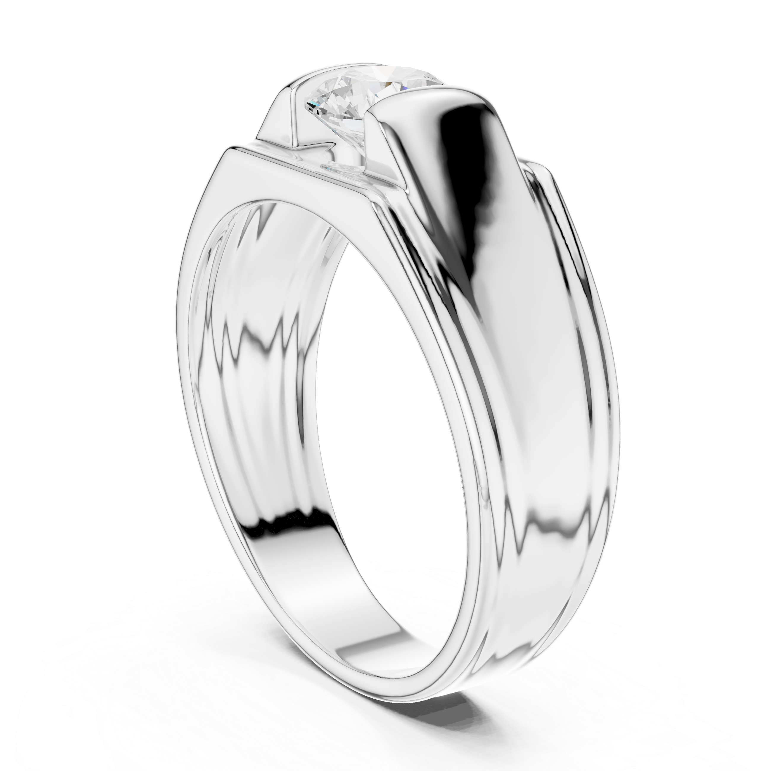 0.70 CT Round Diamond Men's Two-Tone Signet Ring