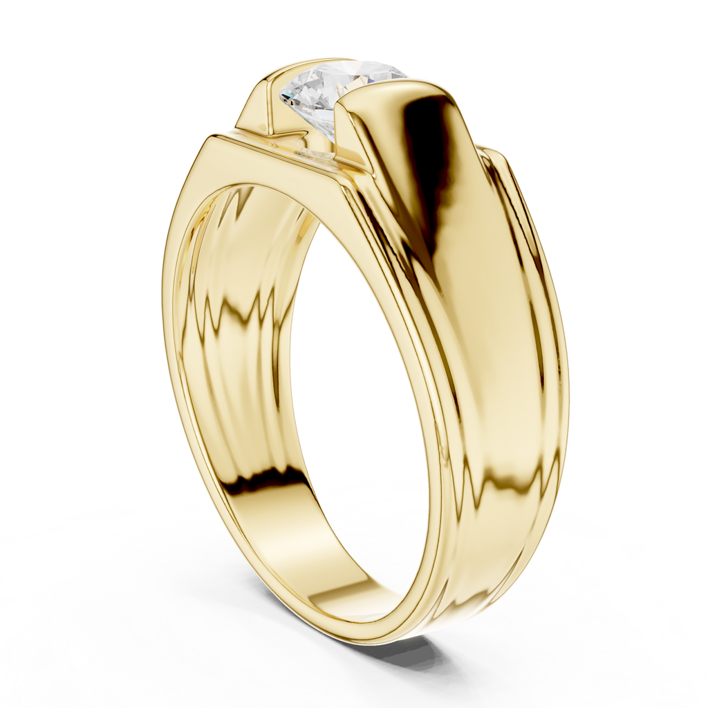 0.70 CT Round Diamond Men's Two-Tone Signet Ring