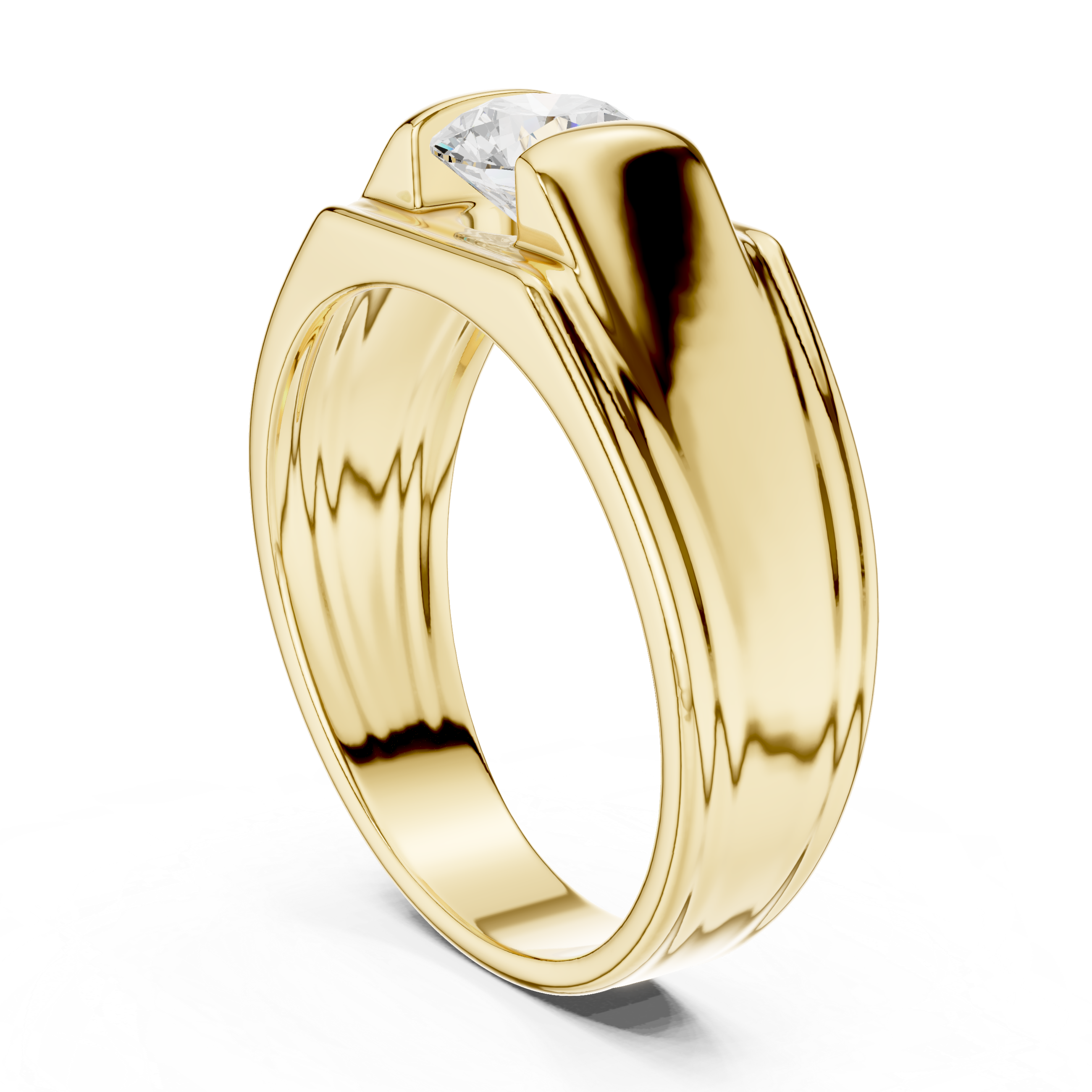 0.70 CT Round Diamond Men's Two-Tone Signet Ring