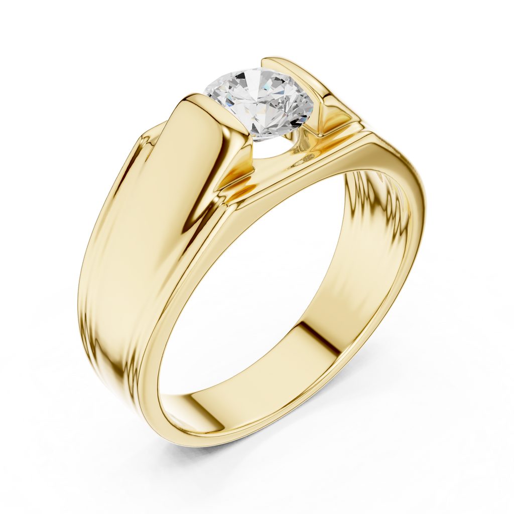 0.70 CT Round Diamond Men's Two-Tone Signet Ring
