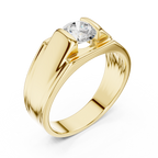0.70 CT Round Diamond Men's Two-Tone Signet Ring