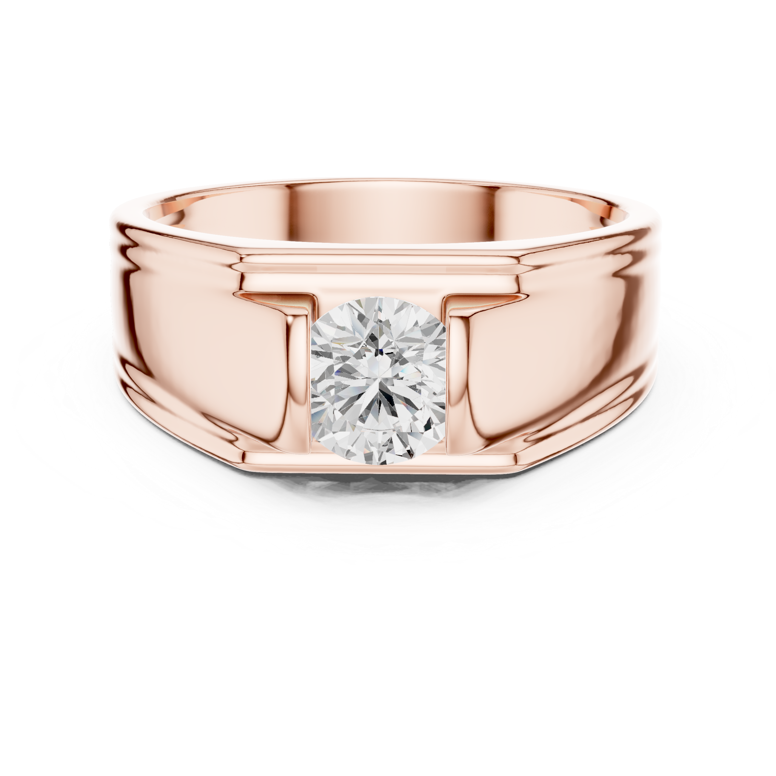 0.70 CT Round Diamond Men's Two-Tone Signet Ring