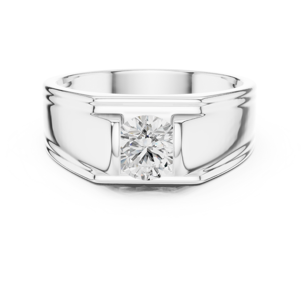 0.70 CT Round Diamond Men's Two-Tone Signet Ring