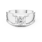 0.70 CT Round Diamond Men's Two-Tone Signet Ring