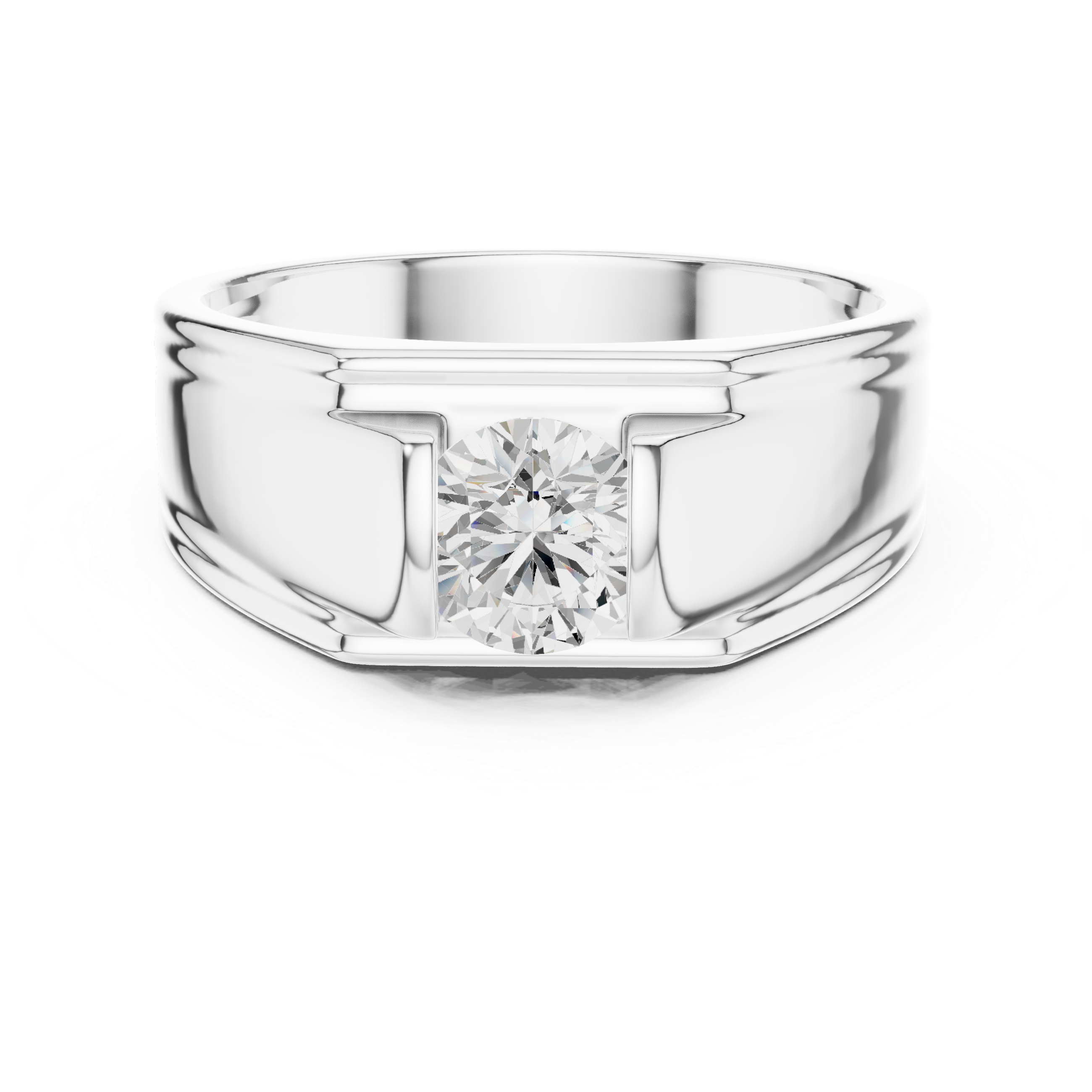0.70 CT Round Diamond Men's Two-Tone Signet Ring