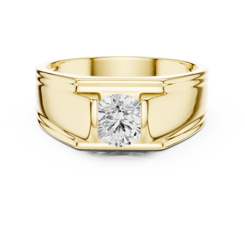 0.70 CT Round Diamond Men's Two-Tone Signet Ring
