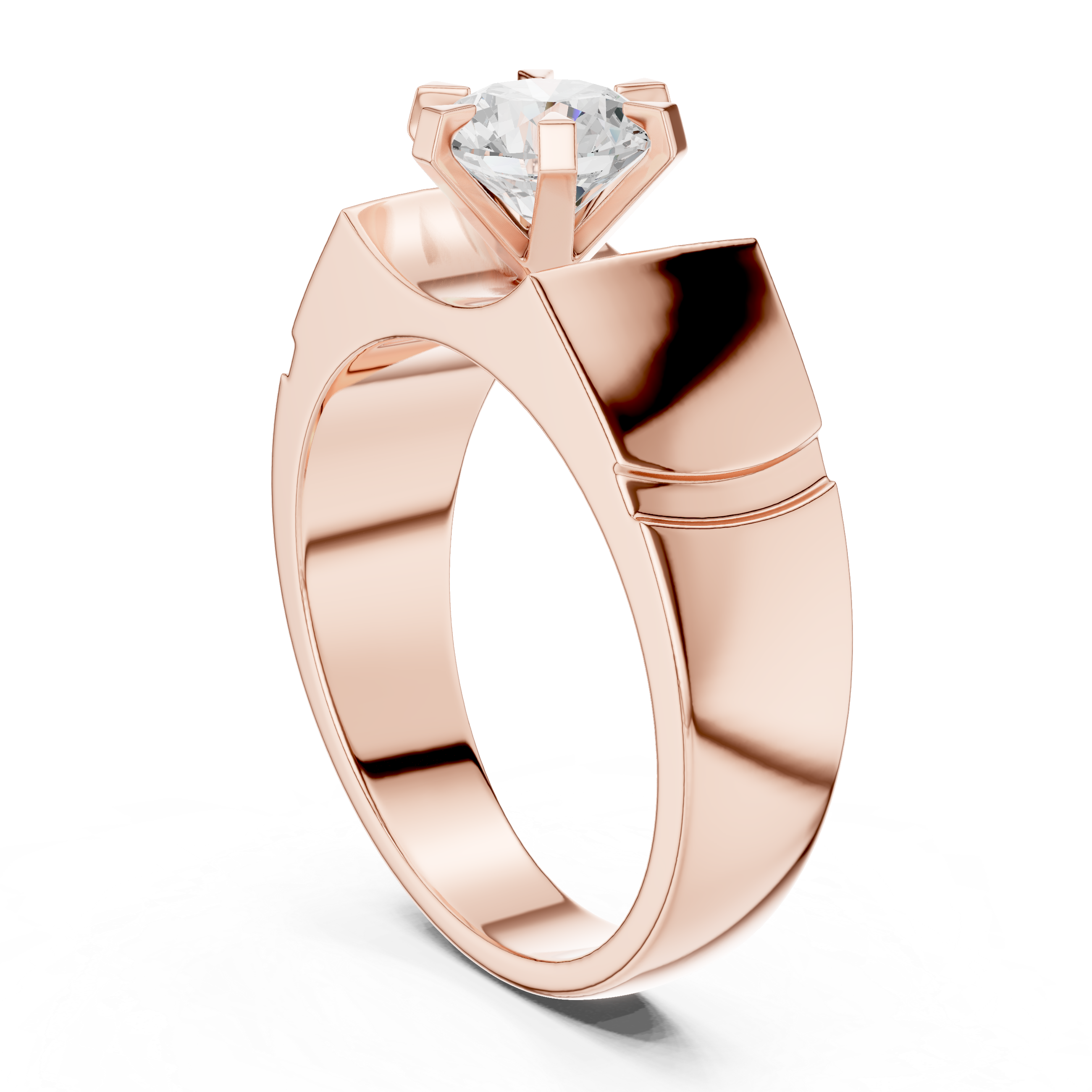 1.50 CT Round Diamond Men's Textured Solitaire Ring