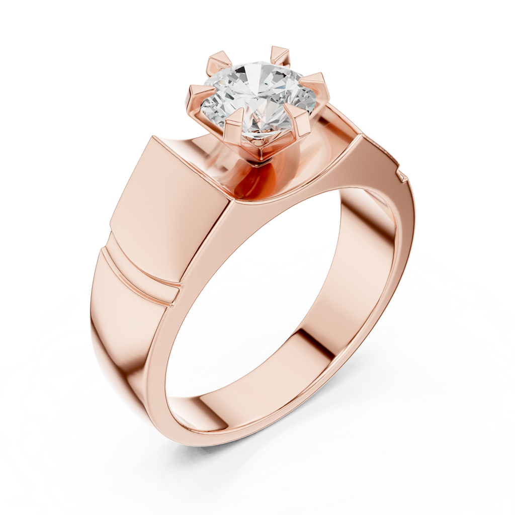 1.50 CT Round Diamond Men's Textured Solitaire Ring
