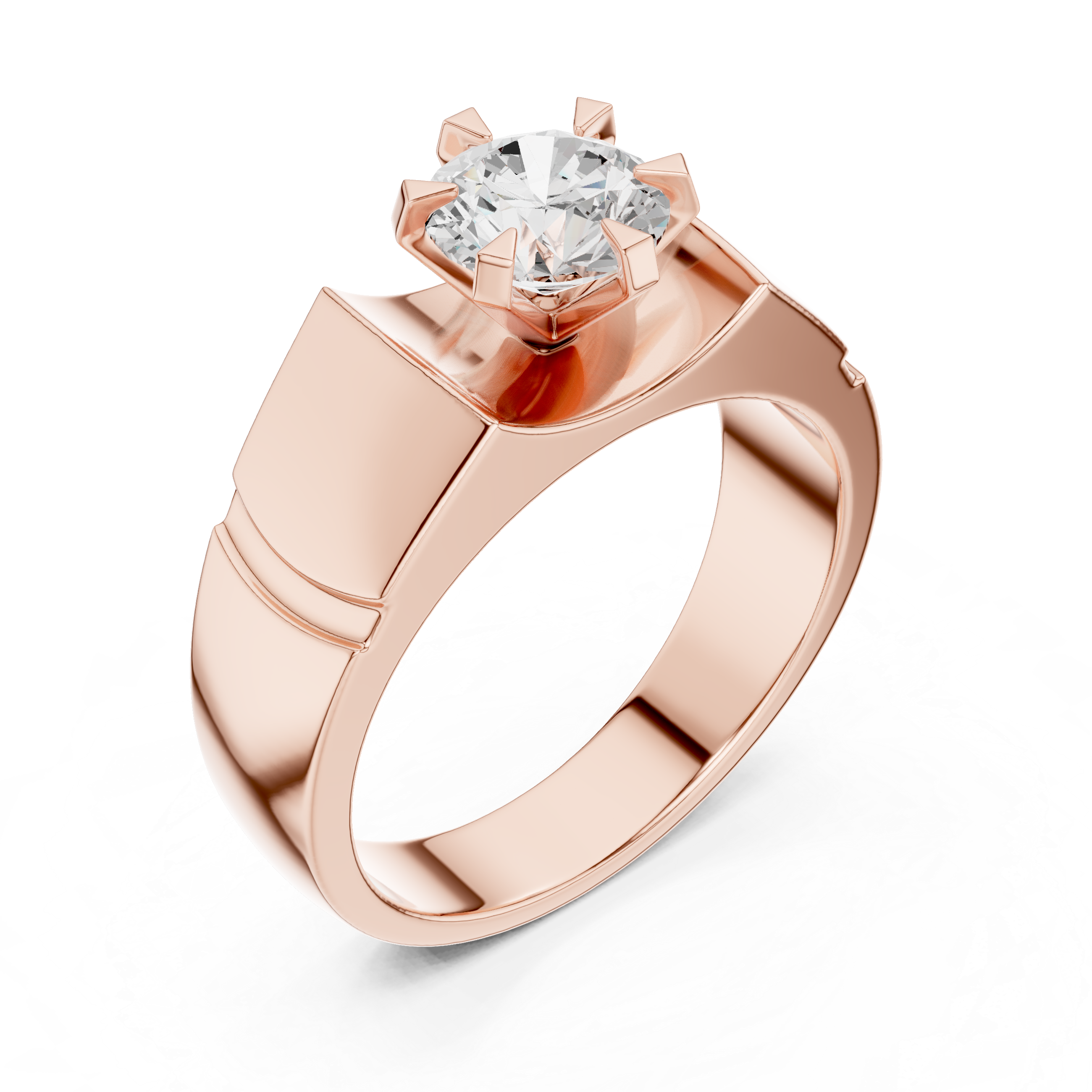 1.50 CT Round Diamond Men's Textured Solitaire Ring