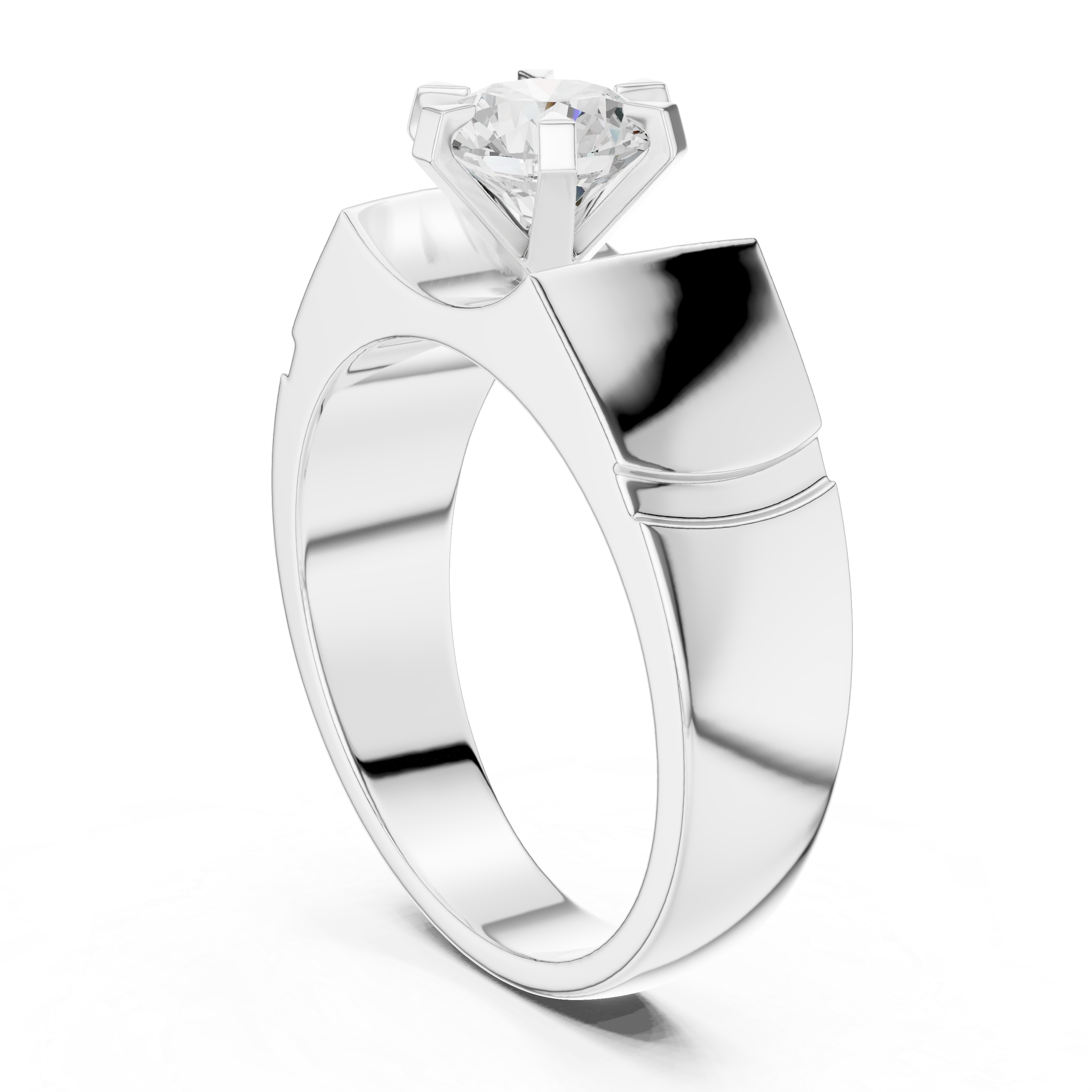 1.50 CT Round Diamond Men's Textured Solitaire Ring