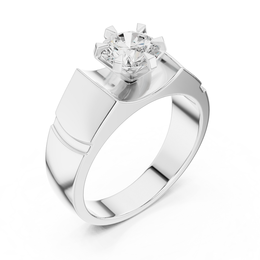 1.50 CT Round Diamond Men's Textured Solitaire Ring