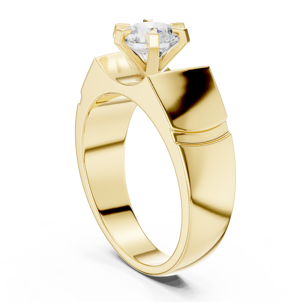 1.50 CT Round Diamond Men's Textured Solitaire Ring