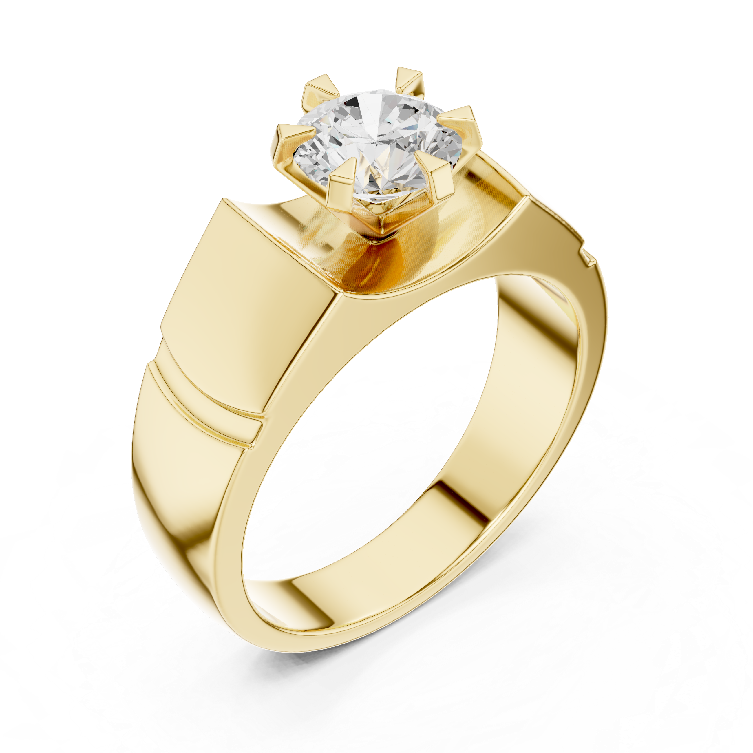 1.50 CT Round Diamond Men's Textured Solitaire Ring