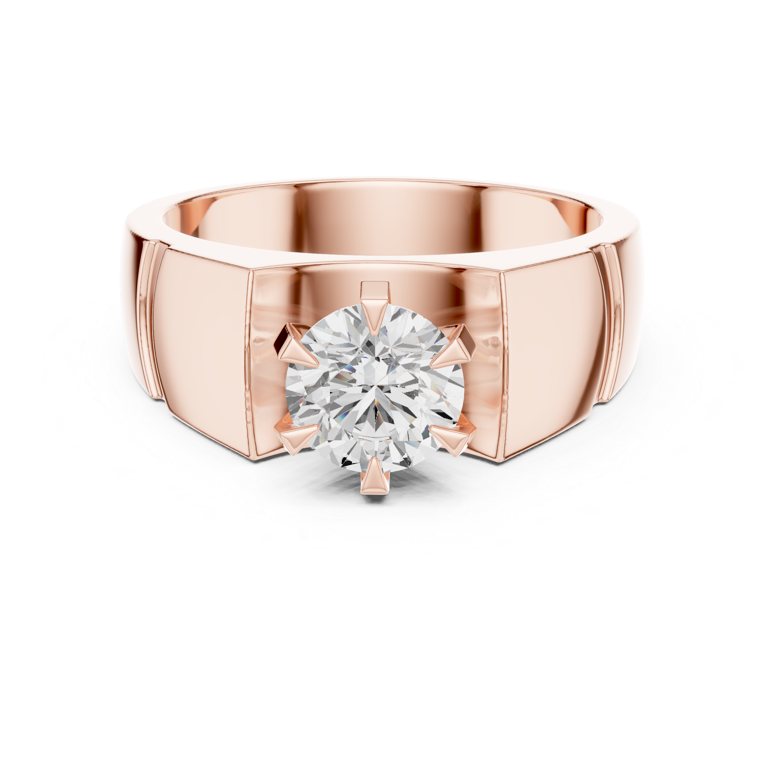 1.50 CT Round Diamond Men's Textured Solitaire Ring