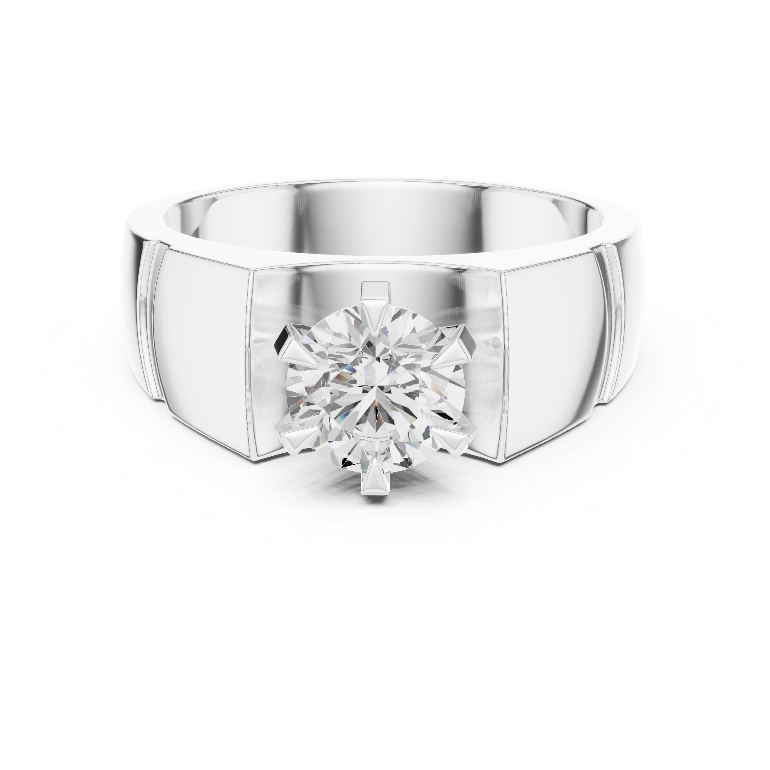 1.50 CT Round Diamond Men's Textured Solitaire Ring